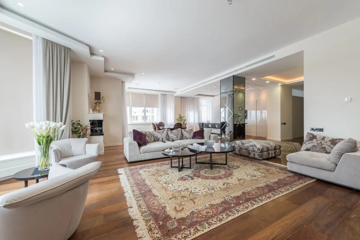 Carpet in the middle of living room