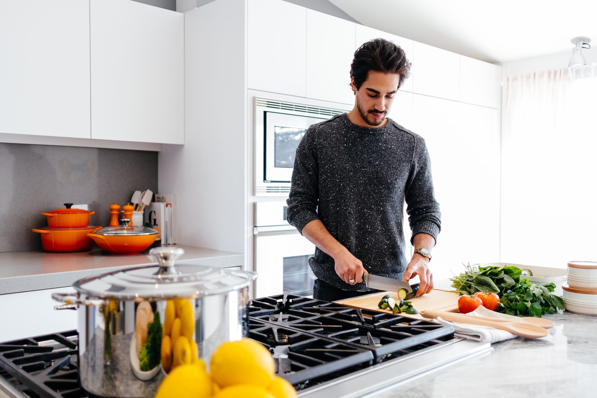 A man cooking in the kitchen
