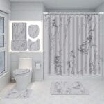 Marble Shower Curtain Set with Rugs 1404-26