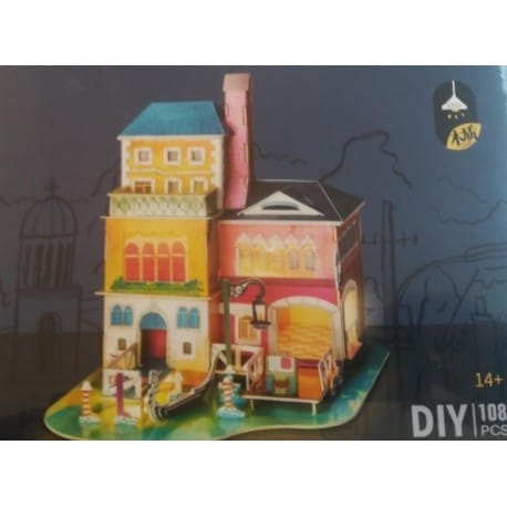 complex-with-boat-3d-puzzle.jpg SJ406 Complex with Boat 108pcs 3D Puzzle - Image 1