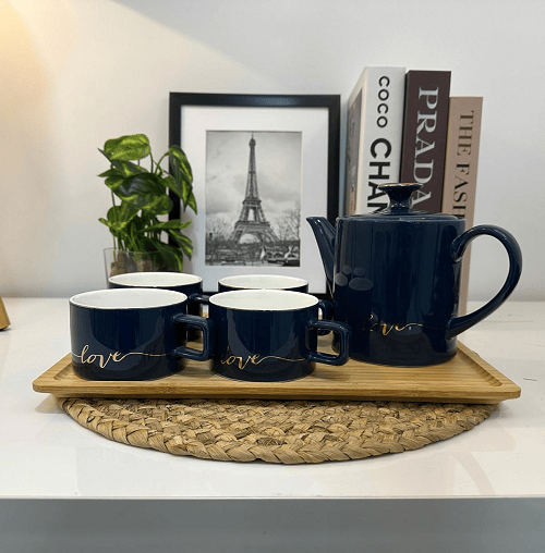 Untitled Pot & Cups Set 16829-10 Blue - Image 1