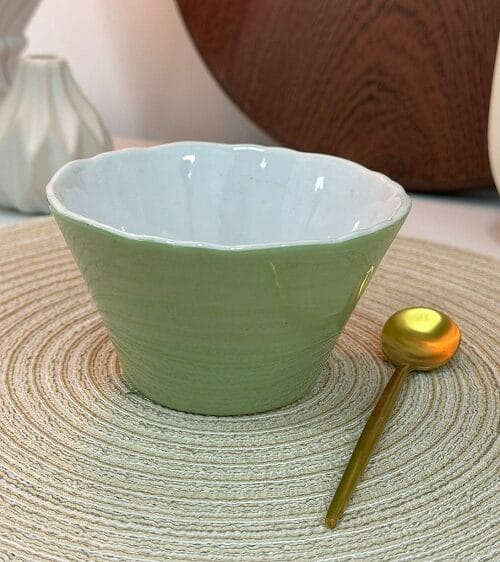 Untitled Porcelain Round Nuts Bowl Green Set Of 6pcs - Image 1