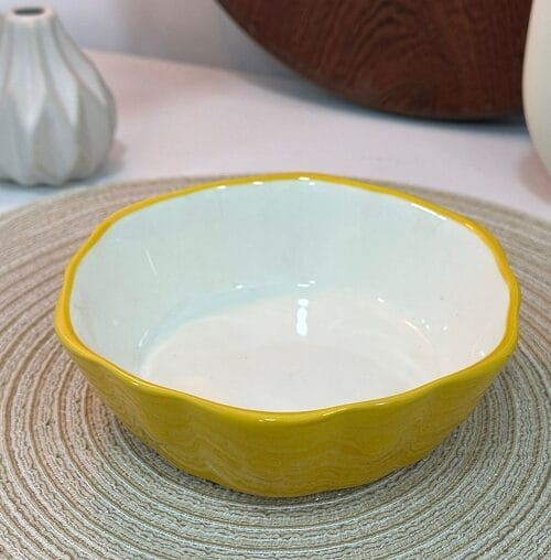 Untitled Porcelain Crackers Bowl Yellow Set Of 6pcs - Image 1