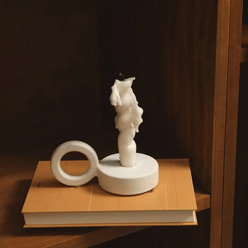 Untitled Ceramic Candle Holder White 843-1 - Image 1