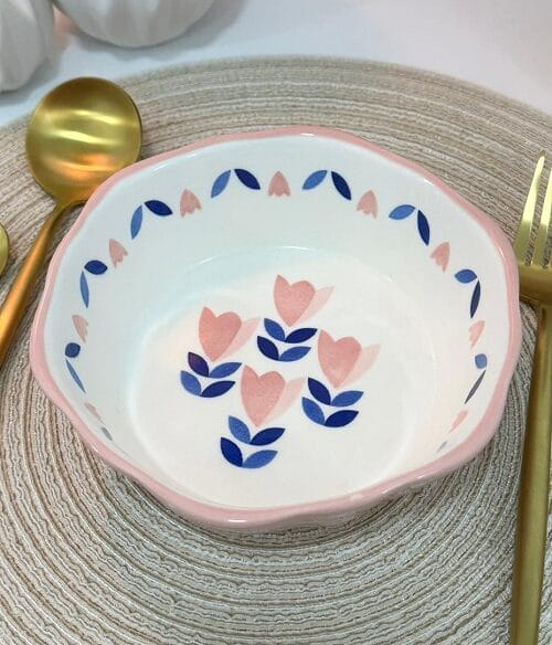 Untitled Porcelain Crackers Bowl Pink Set Of 6pcs - Image 1