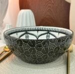 Porcelain Round Salad Bowl Black Designed - Image 2